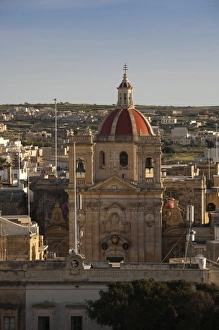 Images Dated 29th March 2010: Malta, Gozo Island, Victoria-Rabat, elevated town view with Basilica of St. George