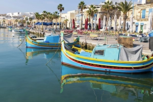 Multicolor Prints: Malta, Marsaxlokk. Marsaxlokk harbor