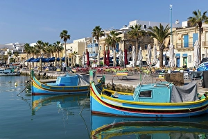 Multicolor Prints: Malta, Marsaxlokk. Marsaxlokk harbor