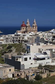 Images Dated 29th March 2010: Malta, Northwest Malta, Mellieha, Church of Our Lady of Victory, elevated view