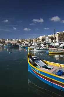Images Dated 28th March 2010: Malta, Southeast, Marsaxlokk, harbor and traditional Luzzu fishing boats