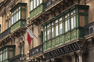 Malta, Valletta, building detail, Trip il-Repubblika street
