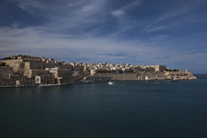 Malta, Valletta, Senglea, L-Isla, view of Valletta from The Vedette lookout