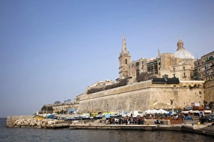 Valletta Prints: Malta, Valletta, St. Pauls Anglican Cathedral, Marsamxett Harbor