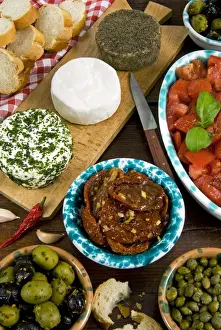 Malta Prints: Maltese appetizer Gbejniet (round cheeselet made in Malta from goats or sheep