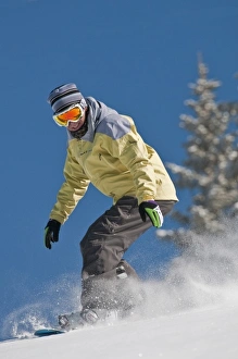 Man snowboarding, Santa Fe Ski Area, New Mexico, MR