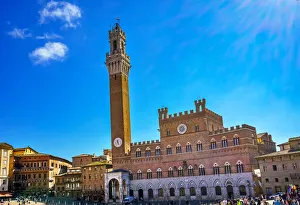 Prints of Mangia Tower Piazza del Campo, Tuscany, Siena, Italy Images Dated 2019 January: Mangia Tower Piazza del Campo, Tuscany, Siena, Italy