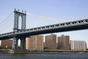 The Manhattan Bridge spanning the East River in New York City, New York, USA