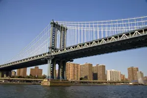 East River Prints: The Manhattan Bridge spanning the East River in New York City, New York, USA