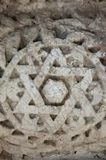 Star Prints: Detail of marble Star of David at site of ancient Jewish temple in Capernaum