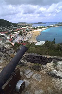 Marigot overlook from mountain of French Capital from Marigot in St Martin Caribbean