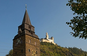 Prints of Marksburg Castle on hill outside Braubach, Germany, a village on Rhine River Images Dated 2027 October: Marksburg Castle on hill outside Braubach, Germany, a village on Rhine River