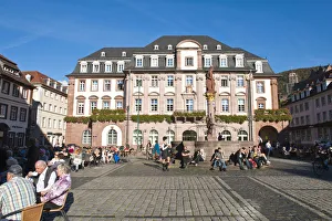 The Marktplatz, or Market Square and Town Hall, Old Town Heidelberg, Germany
