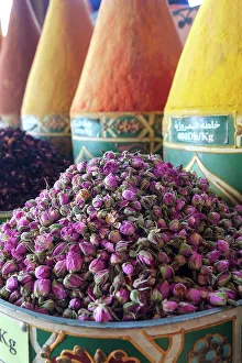 Medina Prints: Marrakech, Morocco. Dried roses for sale in the medina