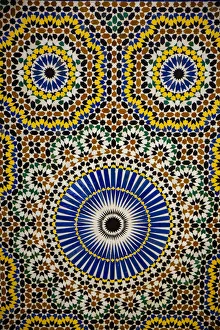 Marrakech, Morocco, Moroccan mosaic tile wall