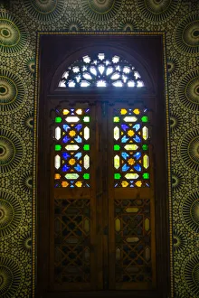 Stained Glass Prints: Marrakech, Morocco, Moroccan stained glass wooden door