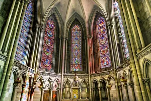 Stained Glass Prints: Mary stained glass reflection, Bayeux Cathedral
