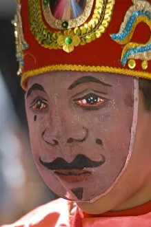 Images Dated 9th May 2005: Masked dancer at annual Festival of El Senor de las Soledad, Huaraz, Peru