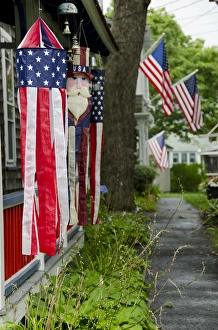 Old Glory Prints: Massachusetts, Marthas Vineyard, Oak Bluffs. 19th century traditional Camp Meeting Cottage