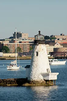 Copy Space Prints: Massachusetts, New Bedford. New Bedford Harbor, Palmer Island Lighthouse