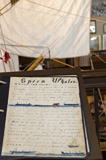 Images Dated 6th July 2012: Massachusetts, New Bedford. New Bedford Whaling Museum, whaling log book in front