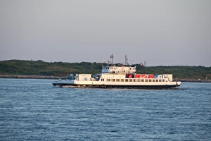Ferry Prints: Massachusetts, Woods-Hole. Early morning car ferry