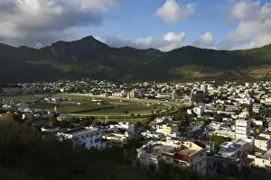 Mauritius Prints: Mauritius, Port Louis, Champ de Mars Racecourse from Fort Adelaide, morning