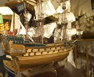 Ship Prints: Mauritius, Port Louis. Model ship in shop at Caudan Waterfront