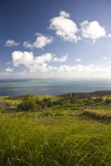Rodrigues Island Prints: Mauritius, Rodrigues Island, Pompee, Ile Hermitage from the Port Sud-Est road