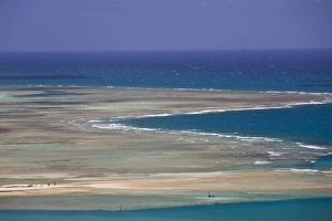 Images Dated 18th October 2008: Mauritius, Rodrigues Island, Port Mathurin, lagoon view from Mont Charlot