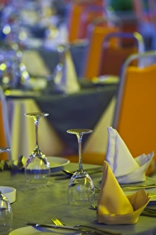 Mauritius, Western Mauritius, Tamarin, Tamarin Hotel, dining room, evening