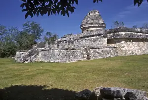Majestic Prints: Mayan ruins El Caracol observatory temple at Chichen Itza. Central America