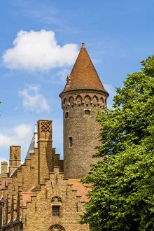 Belgium Prints: Medieval architecture, Bruges, West Flanders, Belgium