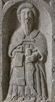 Medieval stone carving of a Saint at Jerpoint Abbey in Kilkenny Ireland