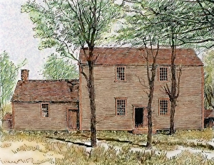 Engraving Prints: Meeting house of the Quakers. Lincoln. United States