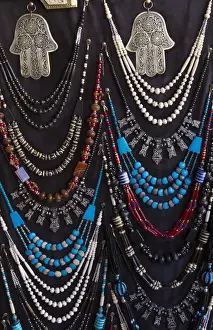 Images Dated 2028: Meknes Morocco main square of city medina art work necklaces for sale to tourists