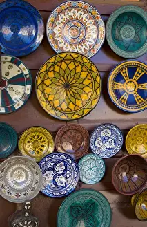 Images Dated 2028: Meknes Morocco main square plates art work for sale to tourists