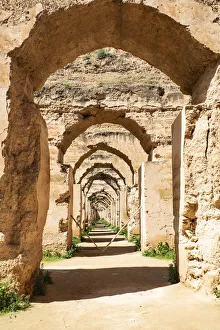Meknes Prints: Meknes, Morocco, Stone archways at the Royal Stables