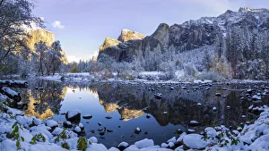 Images Dated 10th June 2021: Merced River. Autumn first snow in Yosemite National Park, California, USA
