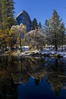 Images Dated 10th June 2021: Merced River. Autumn first snow in Yosemite National Park, California, USA