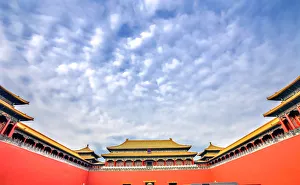 Chinese Prints: Meridian Gate, Forbidden City, Beijing, China