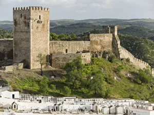 Romantic Prints: Mertola on the banks of Rio Guadiana in the Alentejo. Europe, Southern Europe, Portugal