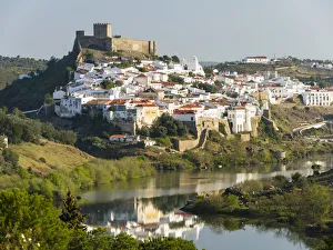 Mertola on the banks of Rio Guadiana in the Alentejo. Europe, Southern Europe, Portugal