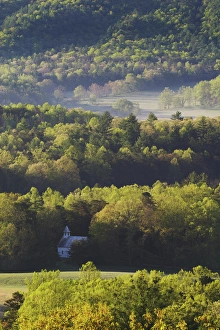 Images Dated 27th April 2004: Methodist Church from Rich Mountain Road Cades Cove Great Smoky Mountains N.P. TN