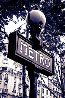 Railroad Prints: Metro sign, Paris, France