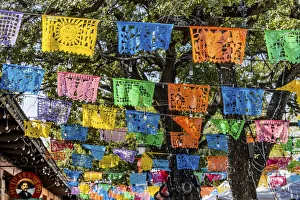 Mexican Market Square, Flags Symbols christmas paper decorations, San Antonio, Texas