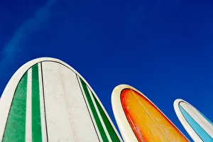 Todos Santos Prints: Mexico, Baja California, Baja de Sur, Cerritos Beach, surfboard rental shop. PR