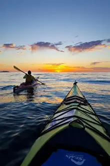 Images Dated 22nd April 2009: Mexico, Baja, Sea of Cortez. Sea Kayaker and sunrise. (MR)