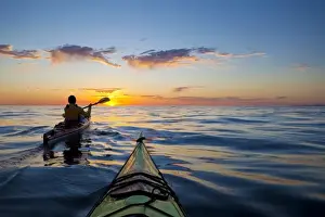 Images Dated 22nd April 2009: Mexico, Baja, Sea of Cortez. Sea Kayaker and sunrise. (MR)