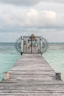 Place Prints: Mexico, Cancun. Pier in the Ocean